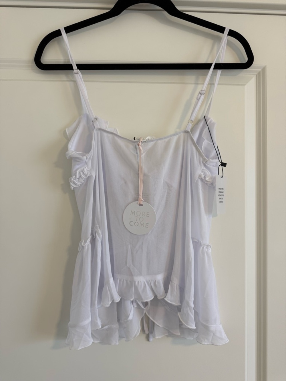 White Ruffle Tie-Front Camisole Top - Picture 2 of 5